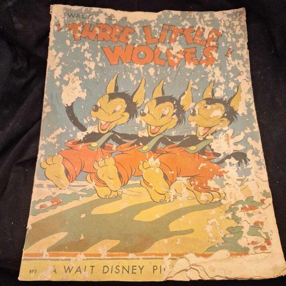 Walt Disney’s Three Little Wolves 895 A Walt Disney Picture Book 1937 Hollywood
